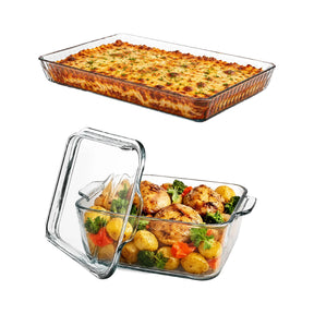 Pasabahce Borcam Backform Set 2-tlg. - Glas, flach, rechteckig, 2,9 L + 1 L