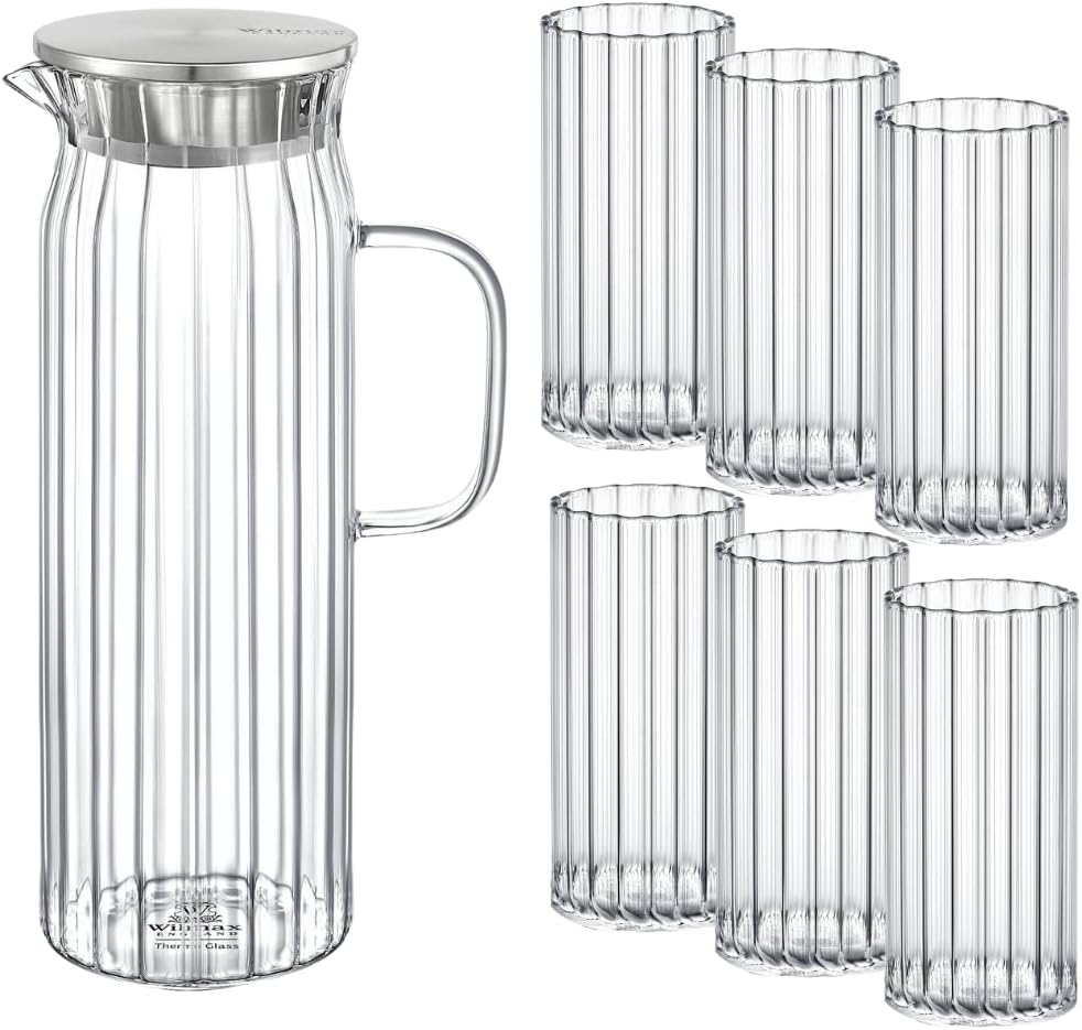 Wilmax Karaffe mit 6 Gläsern Glas Set WL-888220/A-888625/A6
