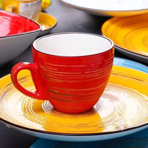 Wilmax Tasse mit Untertasse 190 ml Rot Porzellan 6er Set WL-669235/AB6