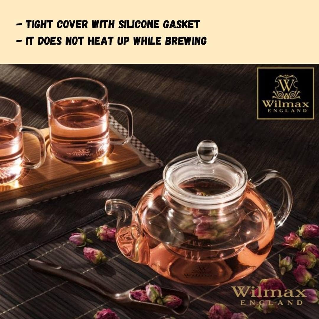 Wilmax Teekanne 1200 ml Borosilikatglas Edelstahlfilter WL-888813/A