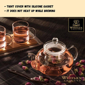 Wilmax Teekanne 1200 ml Borosilikatglas Edelstahlfilter WL-888813/A