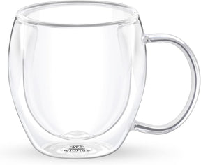 Wilmax Doppelwandige Thermoglas-Tasse mit Henkel