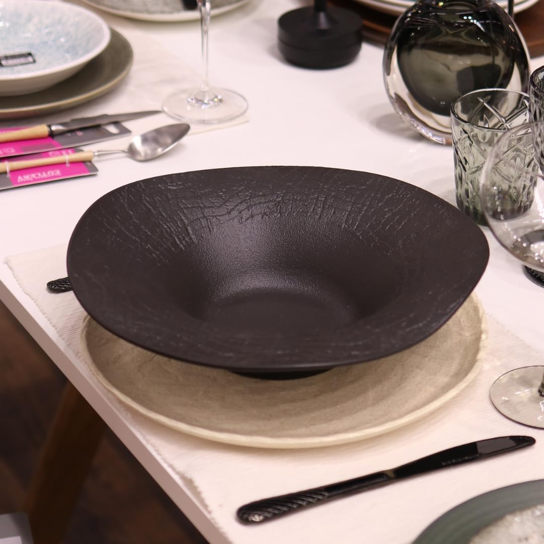 Wilmax Wavy Servierplatte 30 cm 700 ml Schwarz Porzellan WL-663106/A