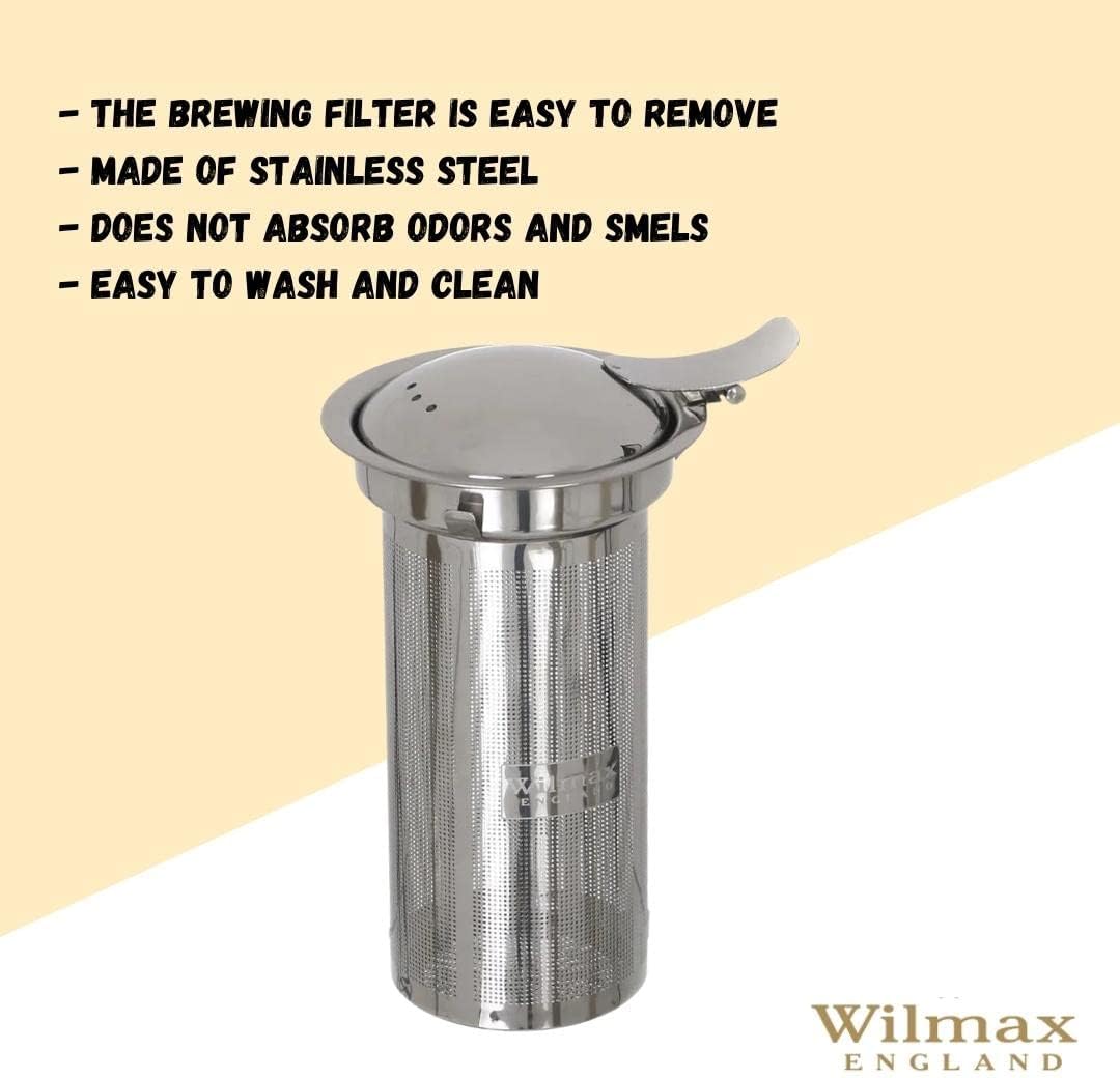 Wilmax Teekanne 650 ml Borosilikatglas Edelstahlfilter WL-888804/A