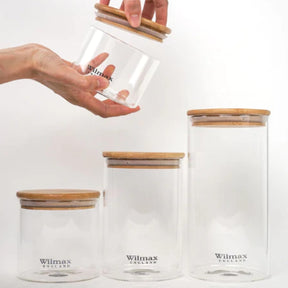 Wilmax Vorratsglas 2000 ml mit Bambusdeckel Transparent WL-888510/A
