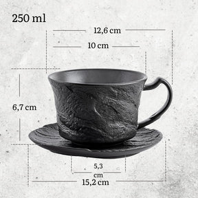 Wilmax Kaffeetassen Set mit Untertassen 250 ml 2er Schwarz WL-661152/AB2