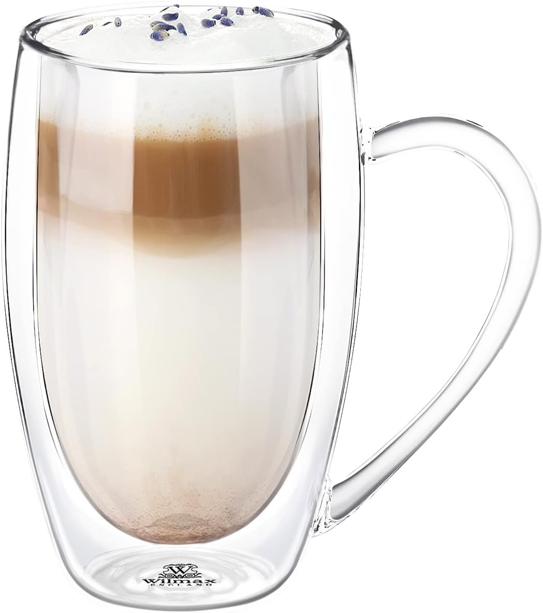 Wilmax Doppelwandige Thermoglas-Tasse mit Henkel