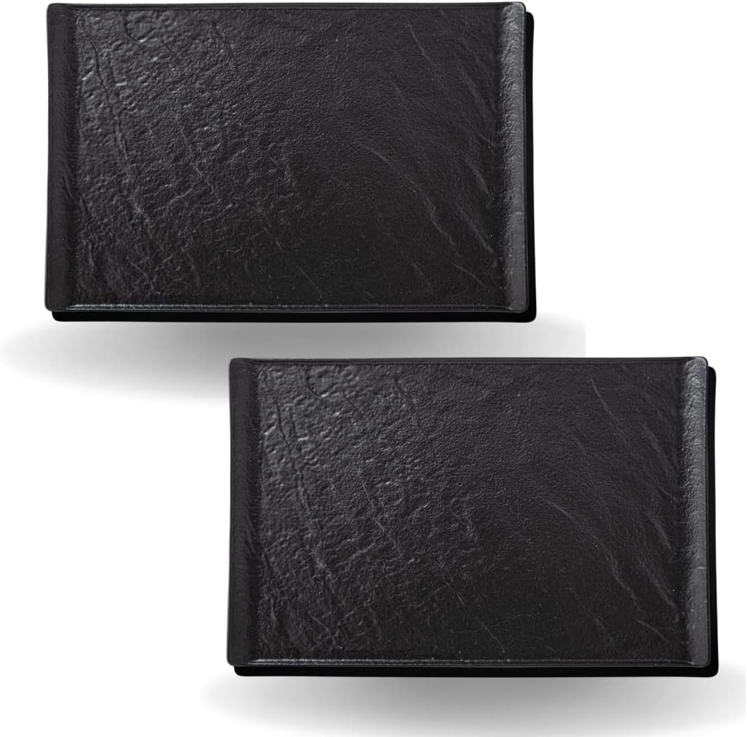 Wilmax Rechteckiger Teller 29.5 x 14.5 cm 2er Set SlateStone Schwarz WL-661109/A2