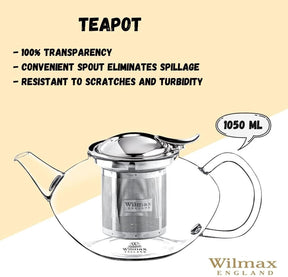 Wilmax Thermoglas Teekanne mit Edelstahlfilter