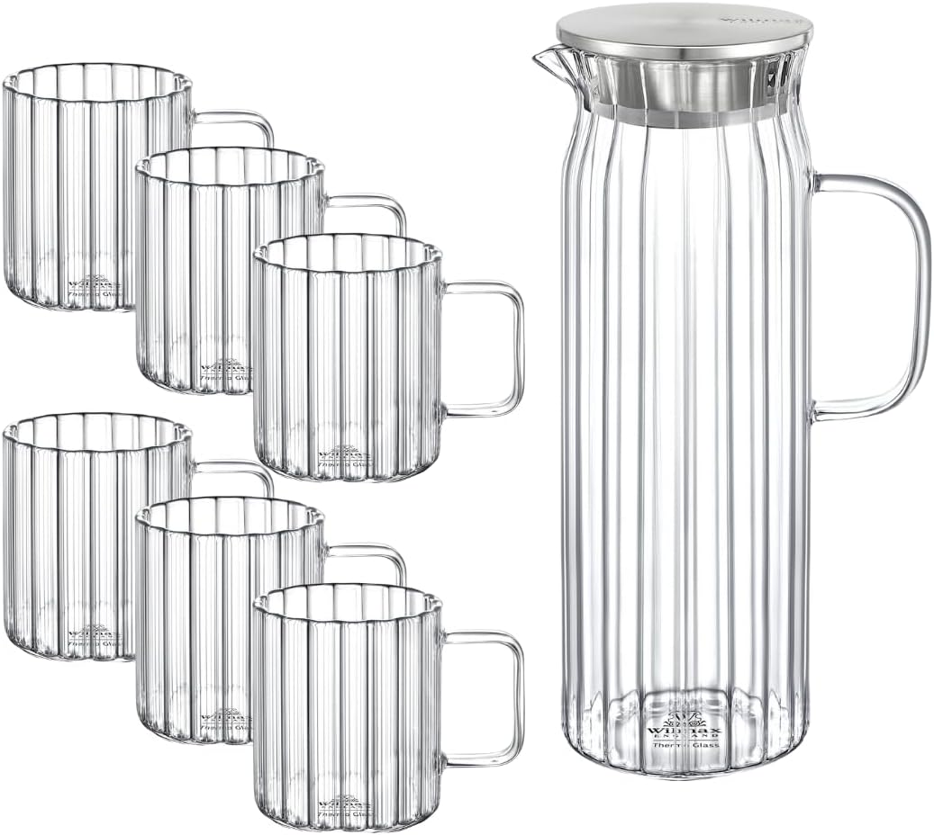 Wilmax Karaffe mit 6 Gläsern Glas Set WL-888220/A-888617/A6
