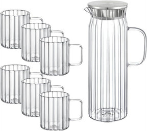 Wilmax Karaffe mit 6 Gläsern Glas Set WL-888220/A-888617/A6