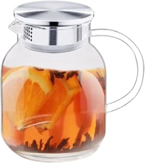 Wilmax Borosilikat Glas Krug mit Edelstahl-Deckel