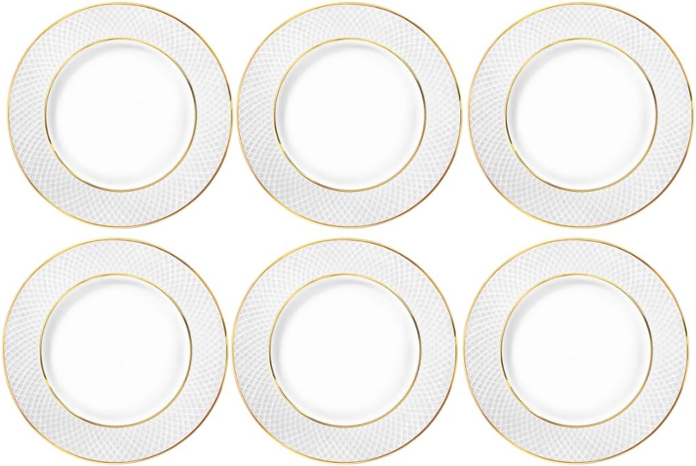 Wilmax Brotteller 15 cm Weiß Goldrand Porzellan 6er Set WL-880102100/A6