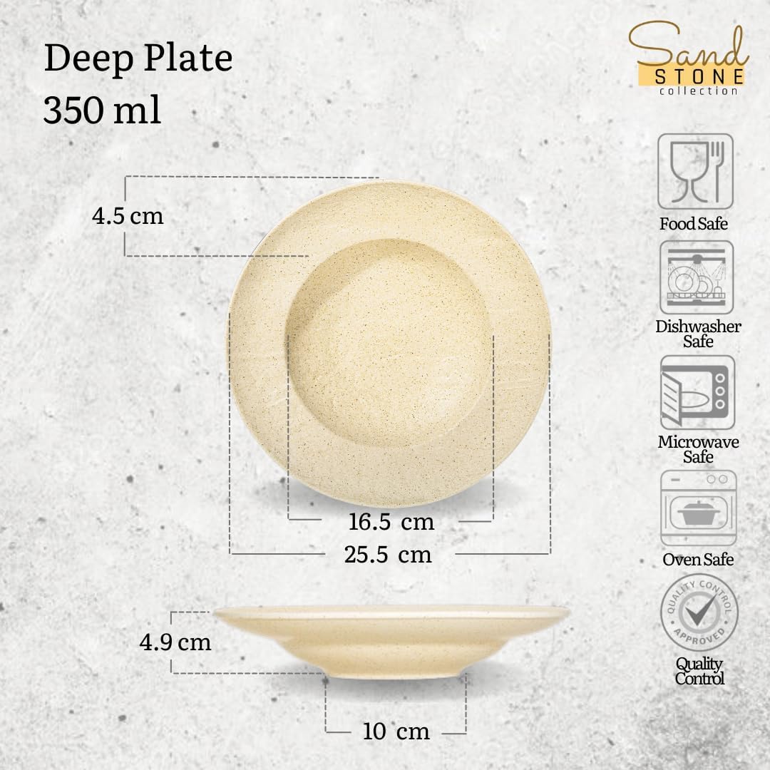 Wilmax Tiefer Teller 25,5 cm 350 ml Sand Porzellan 2er Set WL-661330/A2