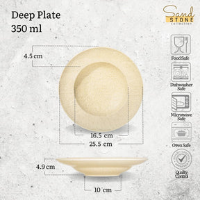 Wilmax Tiefer Teller 25,5 cm 350 ml Sand Porzellan WL-661330/A