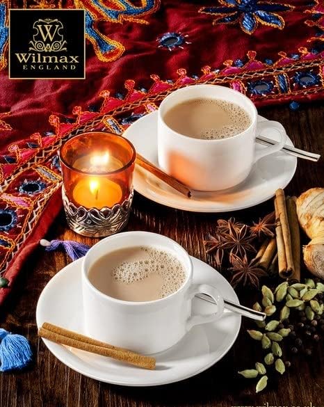 Wilmax Teetassen mit Untertassen 2er Set 160 ml Weiß