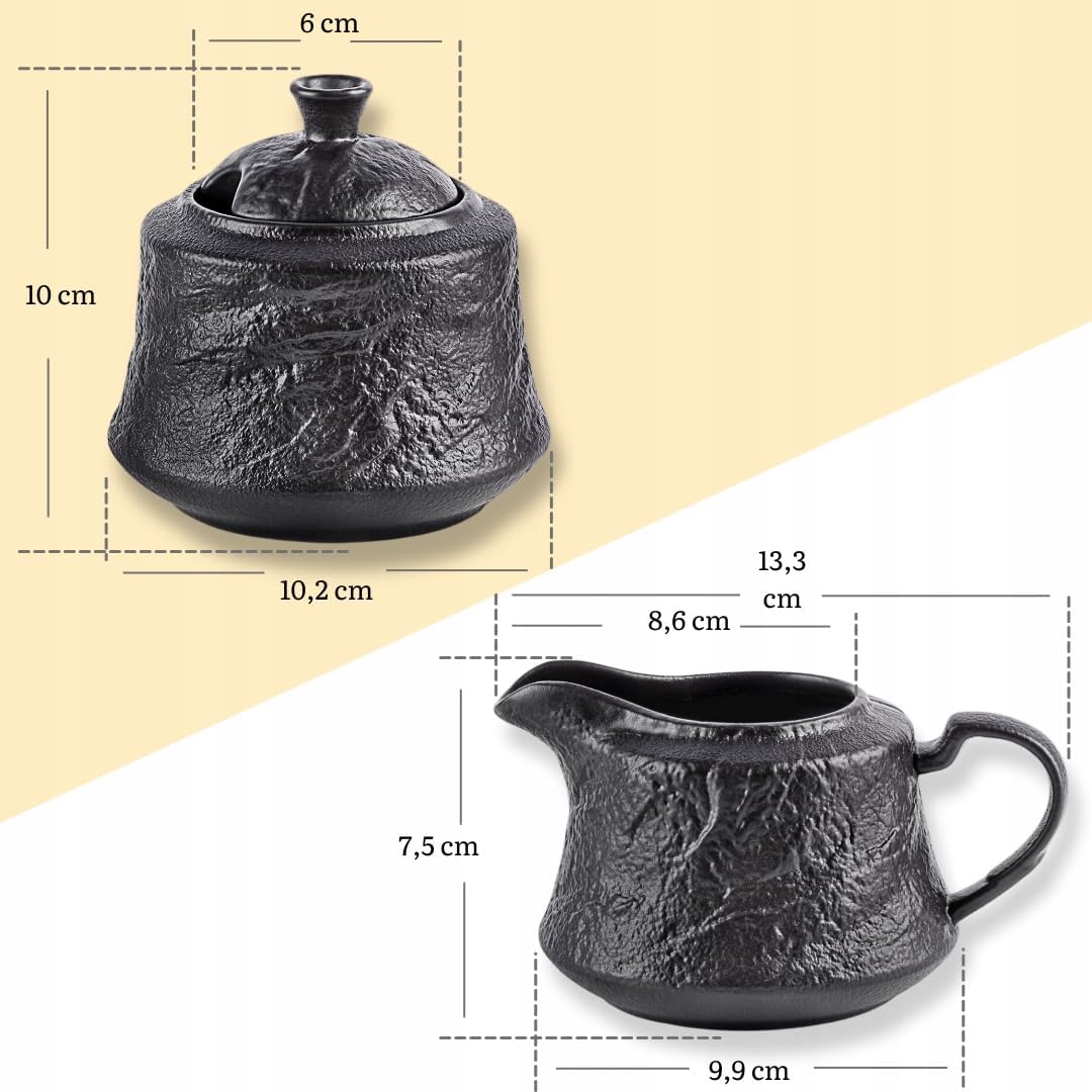 Wilmax Zuckerdose und Milchkännchen Set Schwarz WL-661160/A-WL-661161/A