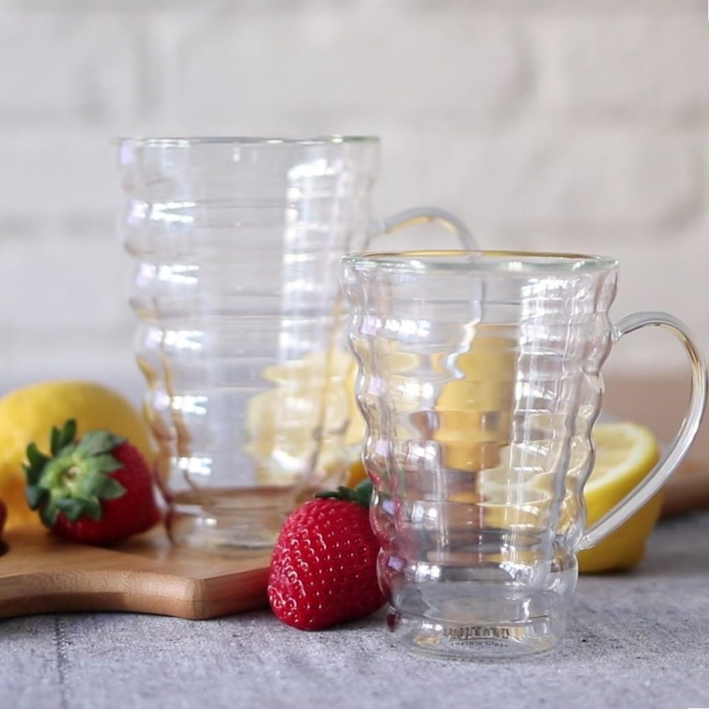Wilmax Doppelwandige Thermoglas-Tasse mit Henkel