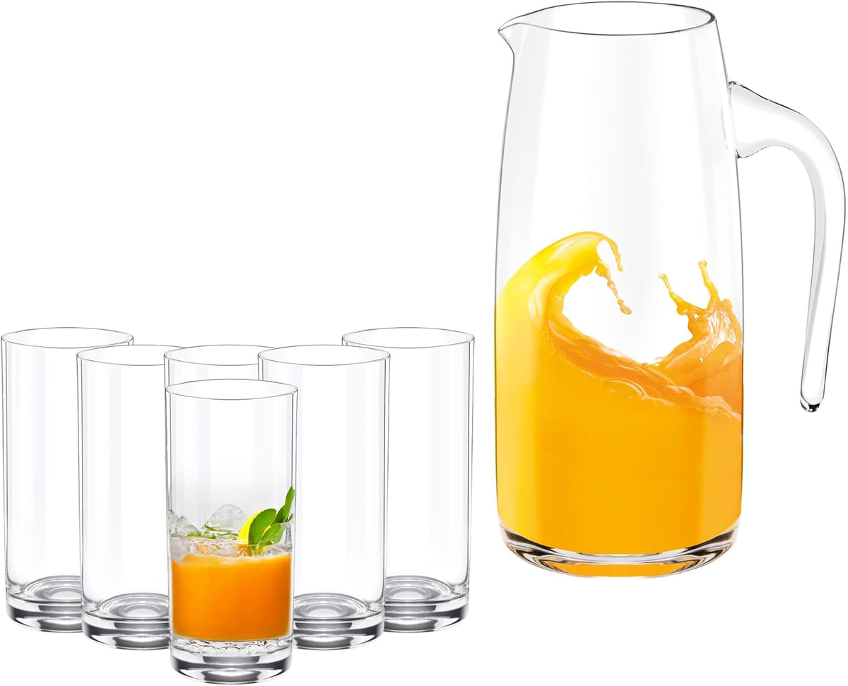 Wilmax Karaffe mit 6 Gläsern Kristallglas Set WL-888306/1C-888024/A6