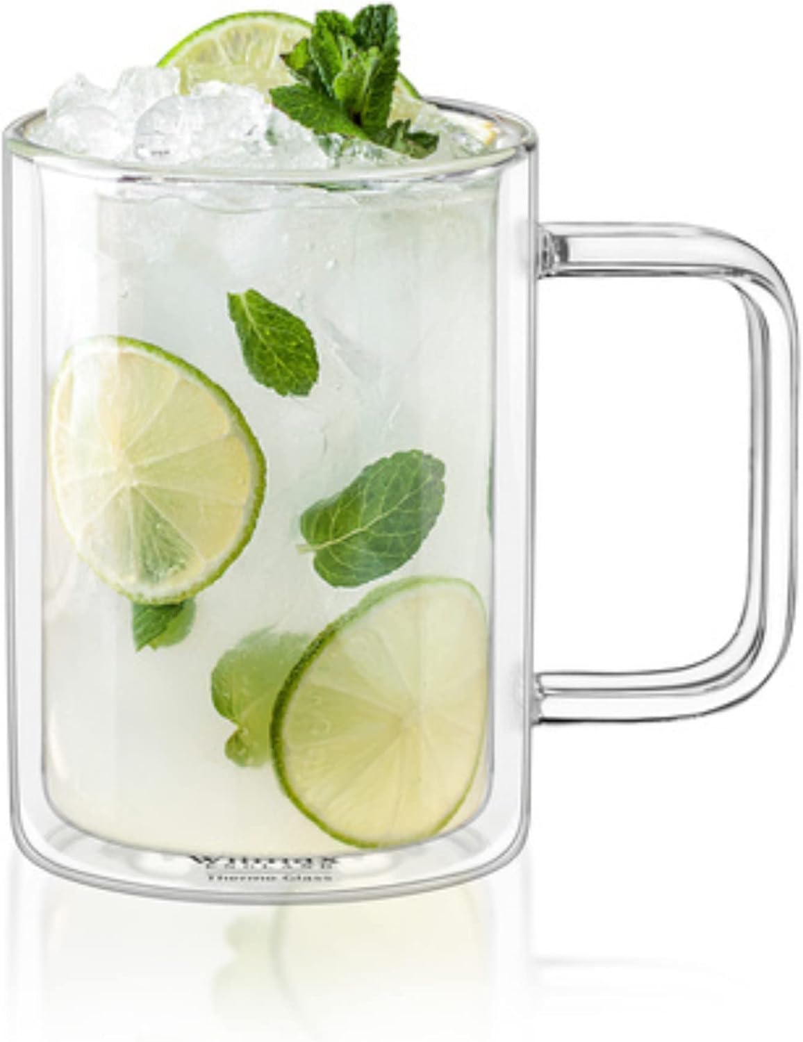 Wilmax Doppelwandiger Becher 400 ml 4er Set Borosilikatglas WL-888720/A4