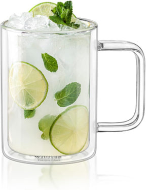 Wilmax Doppelwandiger Becher 400 ml 4er Set Borosilikatglas WL-888720/A4