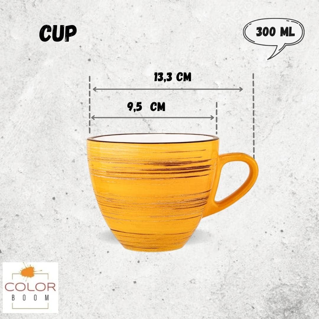 Wilmax Tasse-Untertasse 300 ml Gelb Porzellan 6er Set WL-669436/AB6
