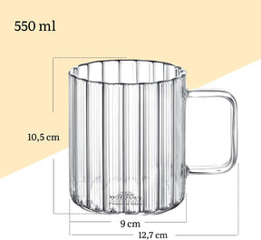 Wilmax Glas mit Henkel 550 ml Borosilikatglas WL-888618/A