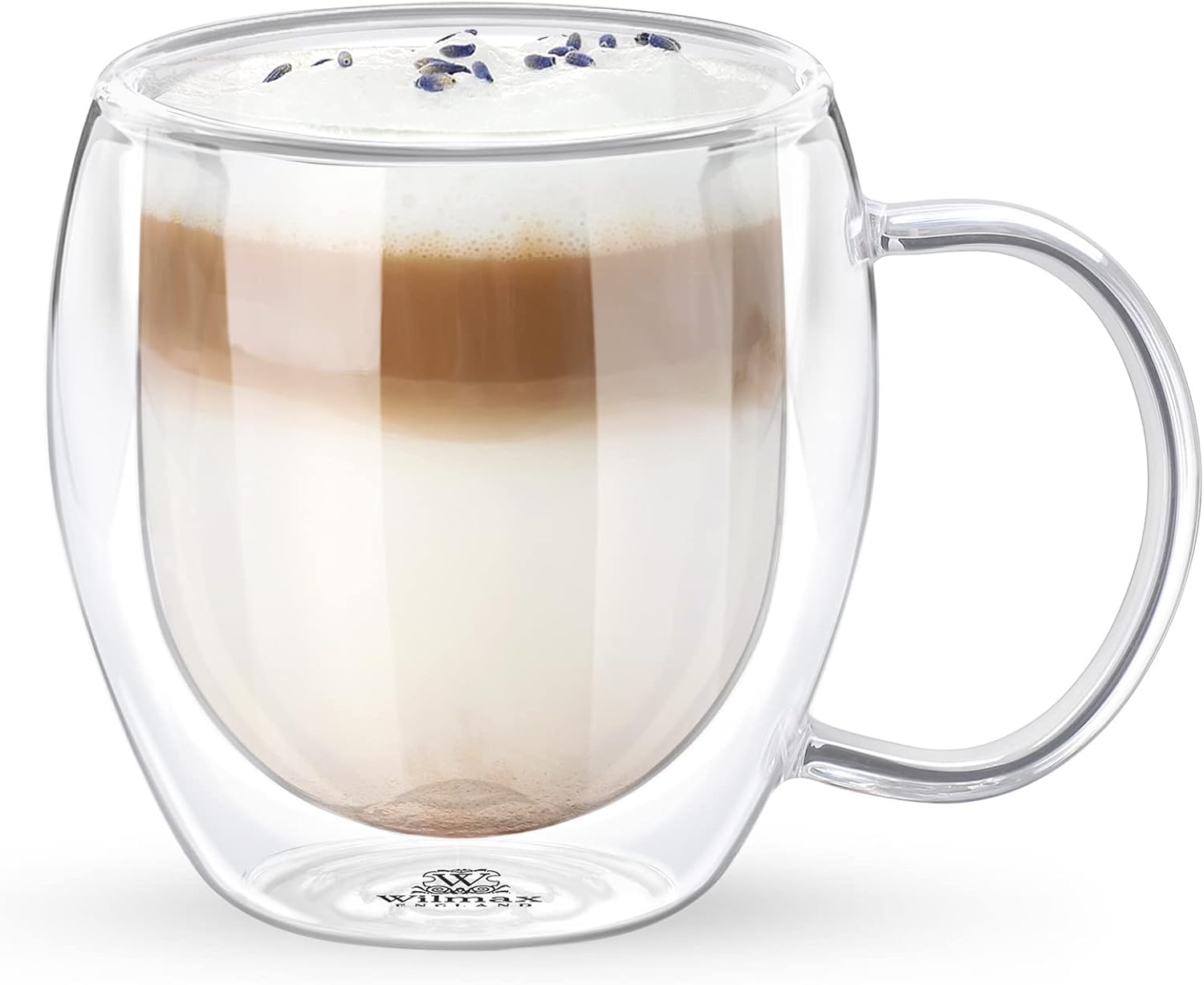 Wilmax Doppelwandige Thermoglas-Tasse mit Henkel