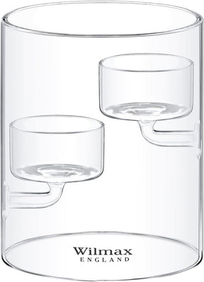 Wilmax Kerzenhalter für 2 Teelichter 12 cm Thermo-Glas