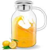 Wilmax Krug 2100 ml Thermoglas mit Edelstahl Deckel Transparent
