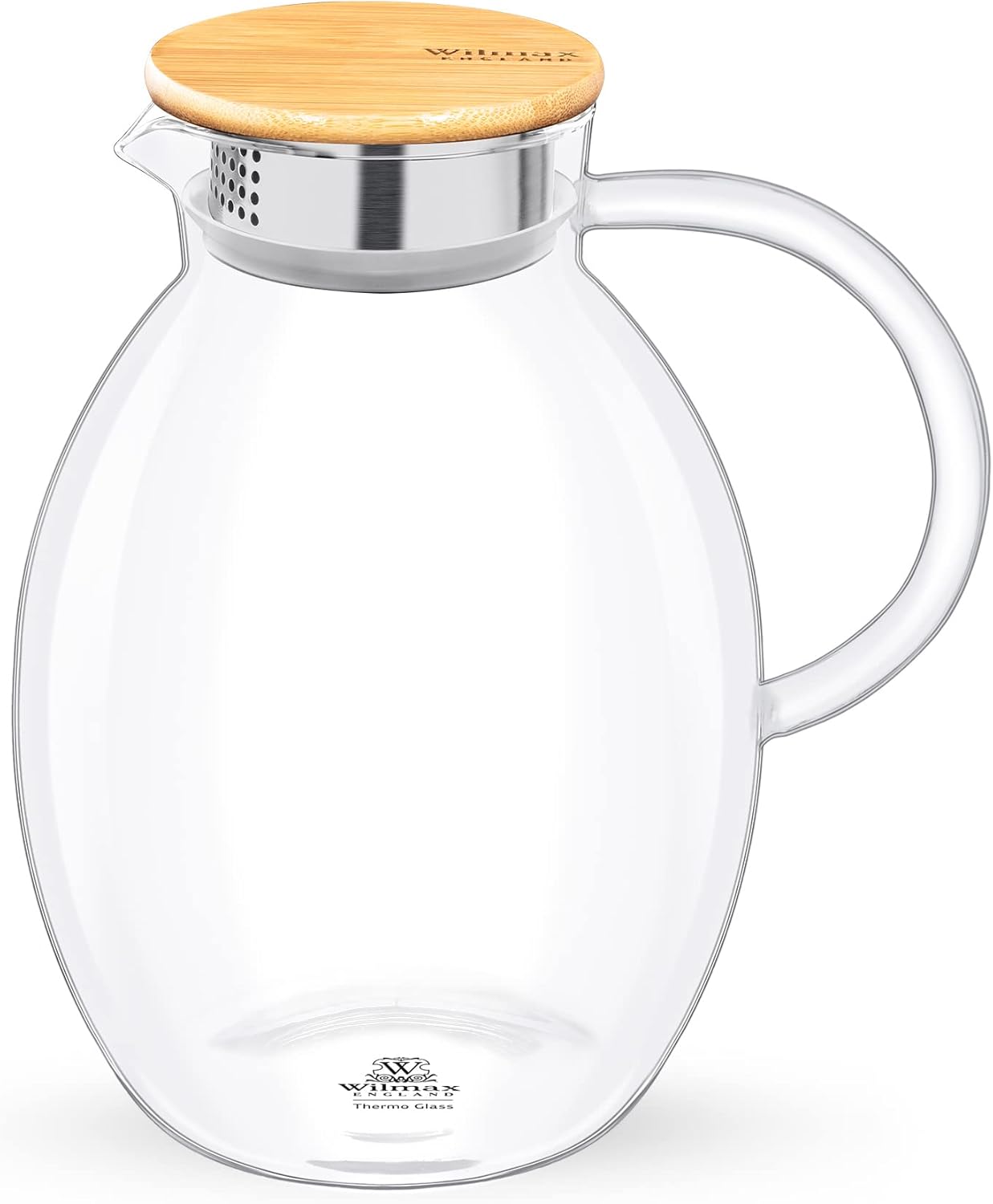 Wilmax Borosilikat Glas Krug mit Bambusdeckel