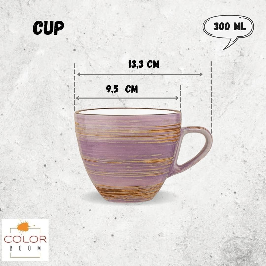 Wilmax Tasse-Untertasse 300 ml Lavendel Porzellan 6er Set WL-669736/AB6