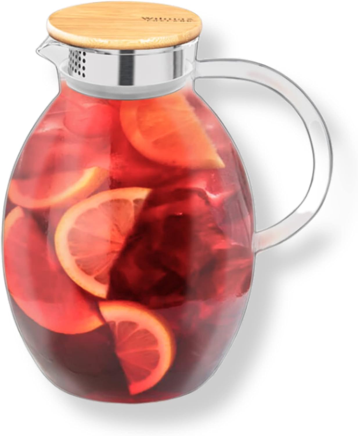 Wilmax Borosilikat Glas Krug mit Bambusdeckel