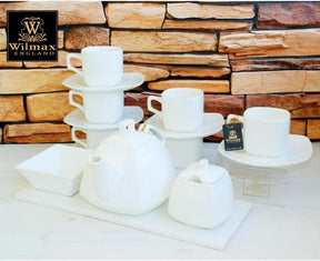 Wilmax Teetasse mit Untertasse 200 ml Weiß Porzellan