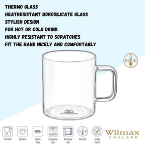 Wilmax Glasbecher 320 ml Borosilikatglas Transparent WL-888606/A