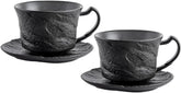 Wilmax Espressotassen Set mit Untertassen 75 ml 2er Schwarz WL-661149/AB2