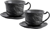 Wilmax Kaffeetassen Set mit Untertassen 180 ml 2er Schwarz WL-661151/AB2