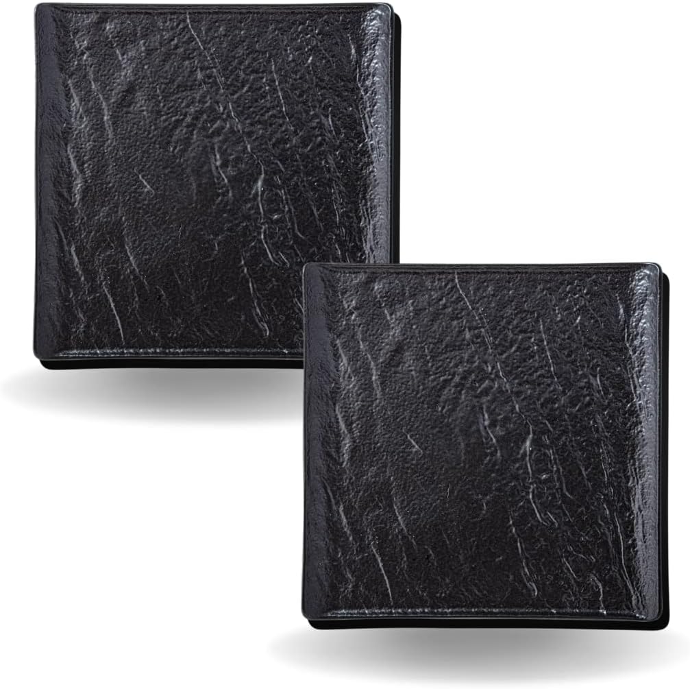 Wilmax Quadratische Platte 27 x 27 cm 2er Set SlateStone Schwarz WL-661107/A2