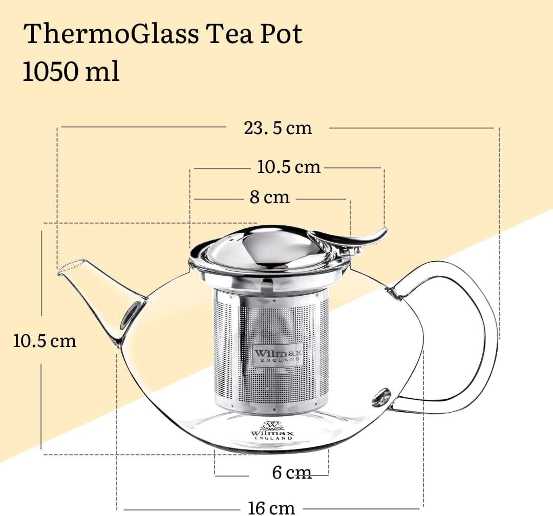 Wilmax Thermoglas Teekanne mit Edelstahlfilter