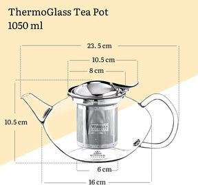 Wilmax Thermoglas Teekanne mit Edelstahlfilter