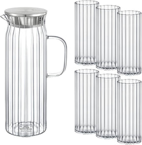 Wilmax Karaffe mit 6 Gläsern Glas Set WL-888220/A-888626/A6