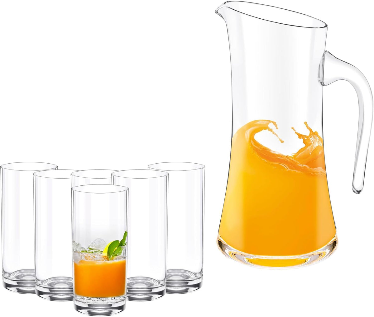 Wilmax Karaffe mit 6 Gläsern Kristallglas Set WL-888313/1C-888024/A6