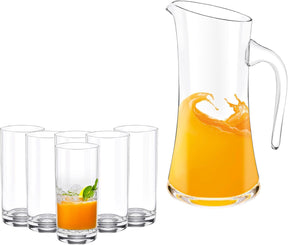 Wilmax Karaffe mit 6 Gläsern Kristallglas Set WL-888313/1C-888024/A6