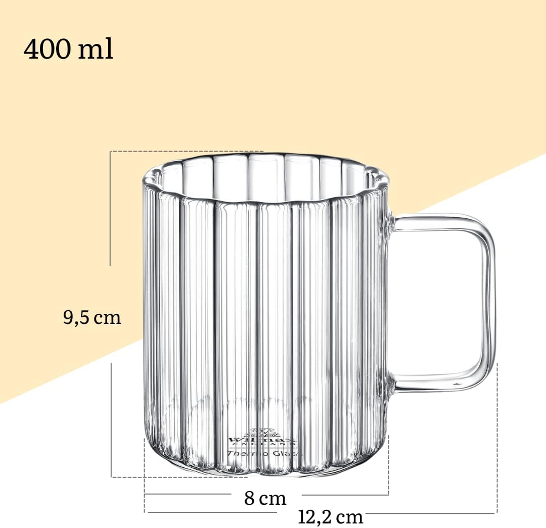 Wilmax Glas mit Henkel 550 ml Borosilikatglas WL-888618/A