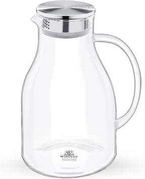 Wilmax Borosilikat Glas Krug mit Edelstahl-Deckel