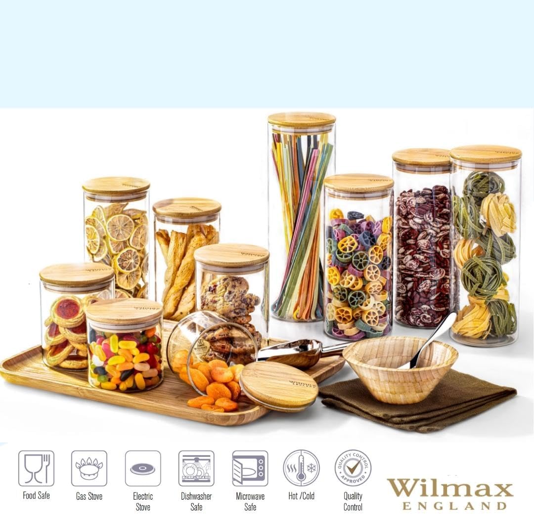 Wilmax Vorratsglas 2000 ml mit Bambusdeckel Transparent WL-888510/A