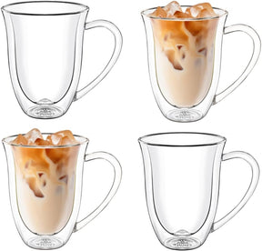 Wilmax Doppelwandige Tasse 400 ml Borosilikatglas 4er Set WL-888727/A4