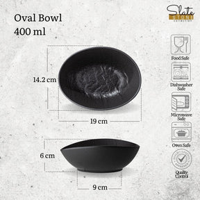 Wilmax Ovale Schale 19 x 15 x 6 cm 3er Set SlateStone Schwarz WL-661119/A3