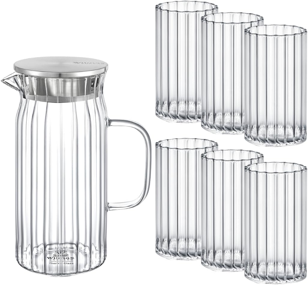 Wilmax Karaffe mit 6 Gläsern Glas Set WL-888219/A-888624/A6