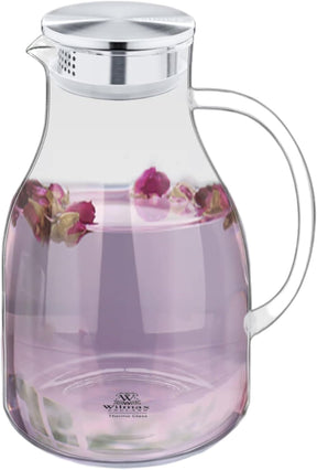 Wilmax Borosilikat Glas Krug mit Edelstahl-Deckel